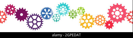 endless colored team work gears Stock Vector