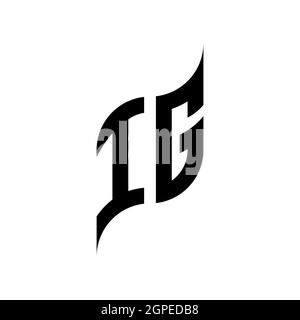 IG Monogram geometric shape style template. Monogram initial design vector isolated on white background Stock Vector
