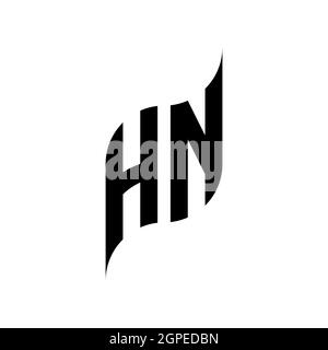 HN Monogram geometric shape style template. Monogram initial design vector isolated on white background Stock Vector