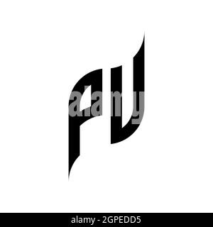 PU Monogram geometric shape style template. Monogram initial design vector isolated on white background Stock Vector