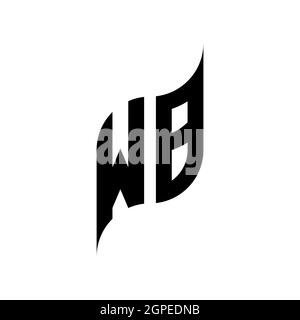 WB Monogram geometric shape style template. Monogram initial design vector isolated on white background Stock Vector
