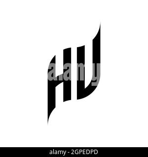 HU Monogram geometric shape style template. Monogram initial design vector isolated on white background Stock Vector