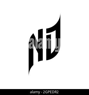 ND Monogram geometric shape style template. Monogram initial design vector isolated on white background Stock Vector