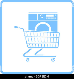 Shopping Cart With Washing Machine Icon Stock Vector