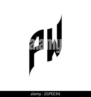 PW Monogram geometric shape style template. Monogram initial design vector isolated on white background Stock Vector
