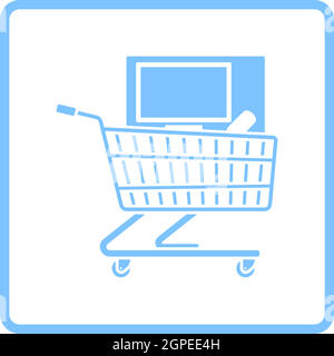 Shopping Cart With PC Icon Stock Vector