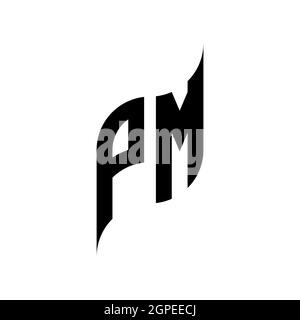PM Monogram geometric shape style template. Monogram initial design vector isolated on white background Stock Vector