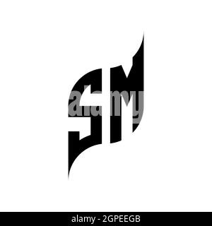 SM Monogram geometric shape style template. Monogram initial design vector isolated on white background Stock Vector