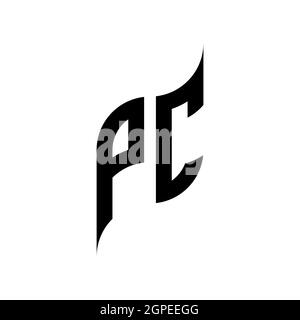 PC Monogram geometric shape style template. Monogram initial design vector isolated on white background Stock Vector