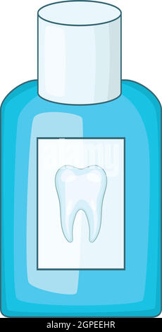 Mouthwash bottle icon, cartoon style Stock Vector