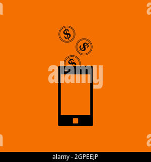 Golden Coins Fall In Smartphone Icon Stock Vector