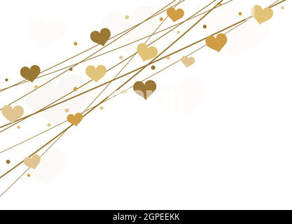 hearts on strings background for valentine's day Stock Vector