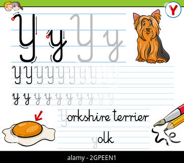 writting letter Y worksheet for children Stock Vector