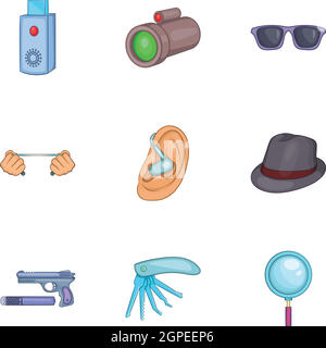 Scout icons set, cartoon style Stock Vector