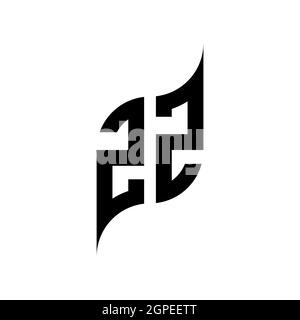 ZZ Monogram Logo geometric initial with wing shape style design template. Wing initial logo design isolated in black background Stock Vector