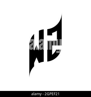 WZ Monogram geometric shape style template. Monogram initial design vector isolated on white background Stock Vector