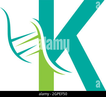 DNA icon logo with letter K template design Stock Vector