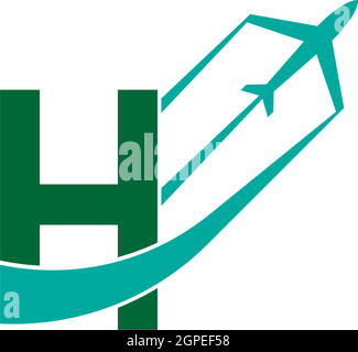 Letter H with plane logo icon design vector Stock Vector