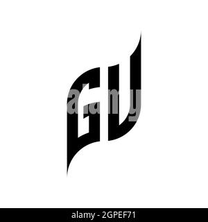 GU Monogram geometric shape style template. Monogram initial design vector isolated on white background Stock Vector