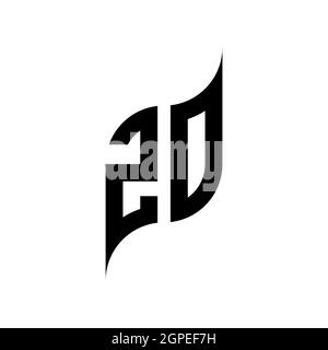 ZO Monogram Logo geometric initial with wing shape style design template. Wing initial logo design isolated in black background Stock Vector