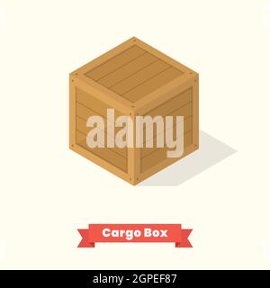 Cargo wood box isometric. Vector illustration Stock Vector