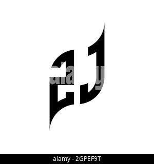 ZJ Monogram Logo geometric initial with wing shape style design template. Wing initial logo design isolated in black background Stock Vector