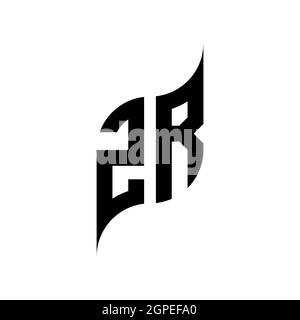 ZR Monogram Logo geometric initial with wing shape style design template. Wing initial logo design isolated in black background Stock Vector