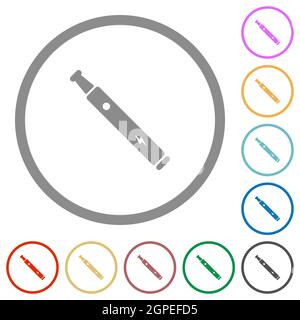 Electronic cigarette solid flat color icons in round outlines on white background Stock Vector