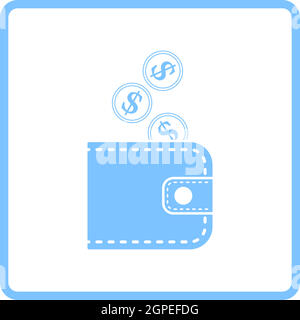 Golden Coins Fall In Purse Icon Stock Vector