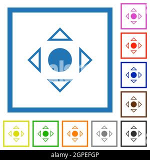 Scrolling tool alternate flat color icons in square frames on white background Stock Vector