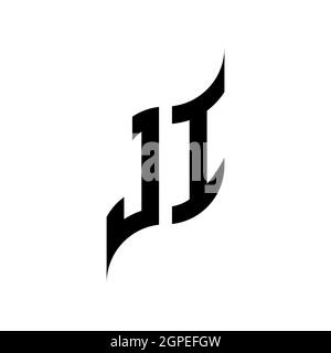 JI Monogram geometric shape style template. Monogram initial design vector isolated on white background Stock Vector