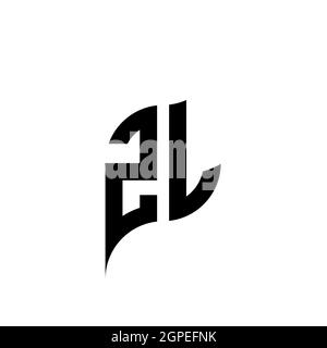 ZL Monogram Logo geometric initial with wing shape style design template. Wing initial logo design isolated in black background Stock Vector