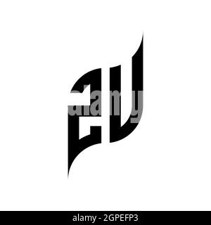 ZU Monogram Logo geometric initial with wing shape style design template. Wing initial logo design isolated in black background Stock Vector