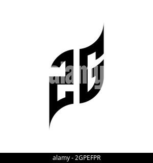 ZG Monogram Logo geometric initial with wing shape style design template. Wing initial logo design isolated in black background Stock Vector