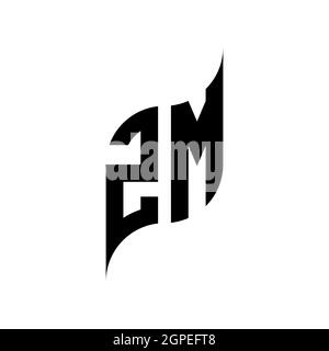 ZM Monogram Logo geometric initial with wing shape style design template. Wing initial logo design isolated in black background Stock Vector