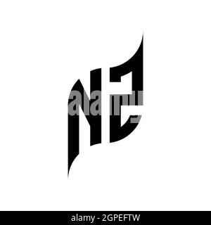 NZ Monogram geometric shape style template. Monogram initial design vector isolated on white background Stock Vector