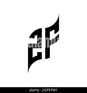 ZF Monogram Logo geometric initial with wing shape style design template. Wing initial logo design isolated in black background Stock Vector