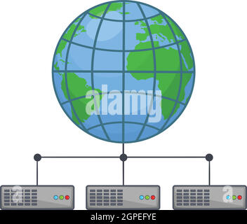 Global storage network icon, cartoon style Stock Vector