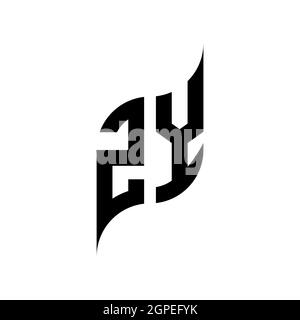 ZY Monogram Logo geometric initial with wing shape style design template. Wing initial logo design isolated in black background Stock Vector