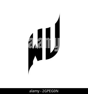 WU Monogram geometric shape style template. Monogram initial design vector isolated on white background Stock Vector