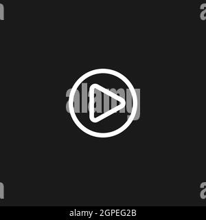 Play line icon in circle. Film or Media icon flat. button. pictogram isolated on black background. Vector illustration. Stock Vector