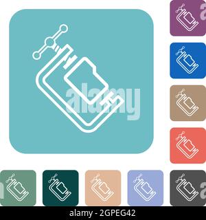 Folder compression outline white flat icons on color rounded square backgrounds Stock Vector