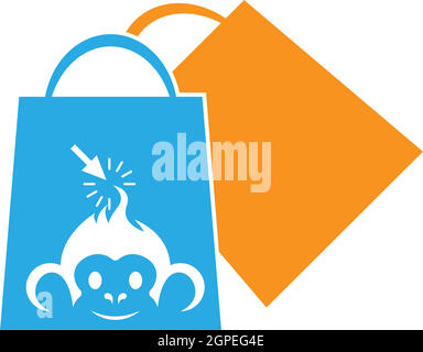 Monkey shop bag logo icon design illustration Stock Vector