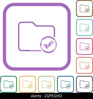 Directory ok outline simple icons in color rounded square frames on white background Stock Vector