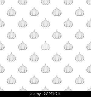 Garlic pattern, cartoon style Stock Vector