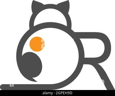 Cat icon logo with letter R template design vector Stock Vector