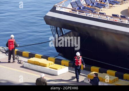 Non Exclusive: ODESA, UKRAINE - SEPTEMBER 28, 2021 - For the first time since the beginning of the pandemic a cruise ship enters Odesa port with 57 pa Stock Photo