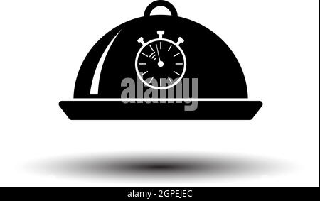 Cloche With Stopwatch Icon Stock Vector