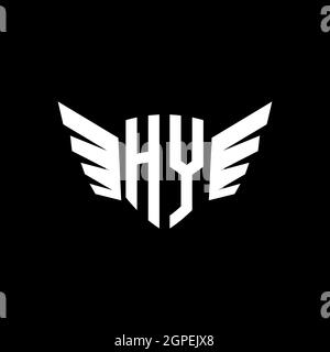HY Monogram Logo geometric initial with wing shape style design template. Wing initial logo design isolated in black background Stock Vector