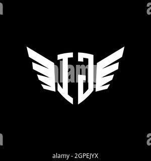 IG Monogram Logo geometric initial with wing shape style design template. Wing initial logo design isolated in black background Stock Vector